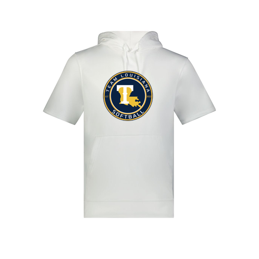 [6871.005.S-LOGO1] Men's Dri Fit Short Sleeve Hoodie (Adult S, White, Logo 1)