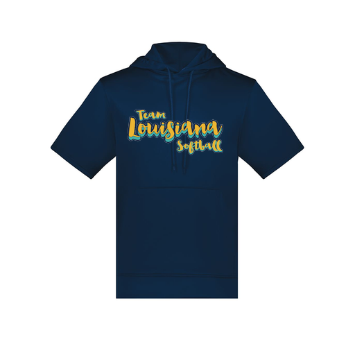 [6871.065.S-LOGO2] Men's Dri Fit Short Sleeve Hoodie (Adult S, Navy, Logo 2)