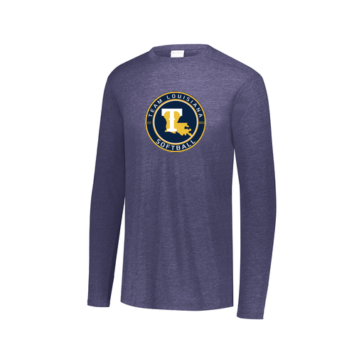 [FTLCUBNV-AXS-LOGO1] Decker Men's Tri-Blend T-Shirt - Long Sleeve (Adult XS, Navy, Logo 1)